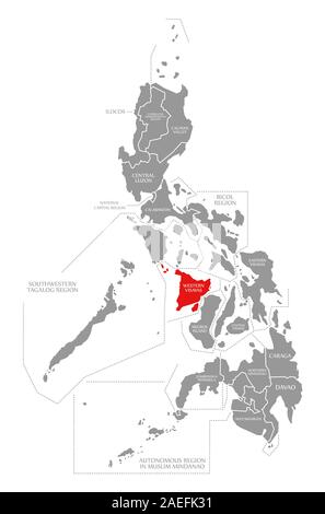 Western Red Visayas in hervorgehoben Karte von Philippinen Stockfoto