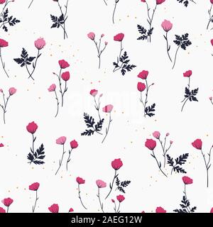 Schöne Hand gezeichnet doodle Blumen nahtlose Muster, floral background, toll für Textilien, Banner, Umwickeln - vektor design Stock Vektor