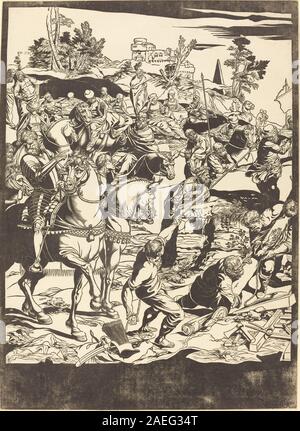 Dieser Kupferstich von John Baptist Jackson nach Jacopo Tintoretto aus dem Jahr 1741 zeigt die Kreuzigung Jesu und hebt das Kreuz Christus, Maria, Johannes, Soldaten, Landschaft, Himmel, Komposition, Perspektive, und dramatische Gesten, die die europäische Druckerei des 18. Jahrhunderts widerspiegeln. Stockfoto
