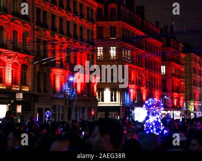 Edouard Herriot Straße, Festival der Lichter 2019, Lyon, Frankreich Stockfoto