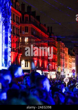 Edouard Herriot Straße, Festival der Lichter 2019, Lyon, Frankreich Stockfoto