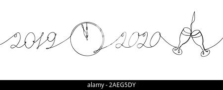 Silvester. Das Muster ist in einer durchgehenden Linie gezeichnet. Isolierte Lager Vector Illustration. Stock Vektor