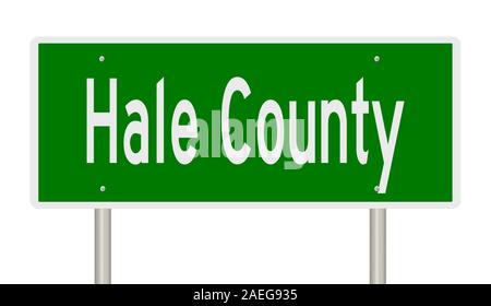 Rendering von 3d-grüne Hinweisschild für Hale County Stockfoto