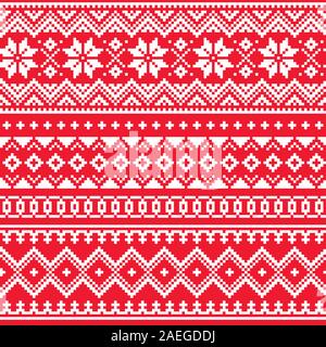 Weihnachten, Winter Vektor nahtlose Muster, skandinavischen Design, traditionelle Volkskunst Stricken und Sticken von Sami Menschen inspiriert, Lappland Kunst Stock Vektor