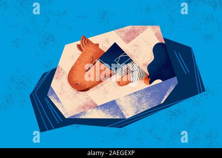Die globale Erwärmung Konzept. Anthropozän. Mädchen über kleiner Eisberg auf dem Meer. Stockfoto