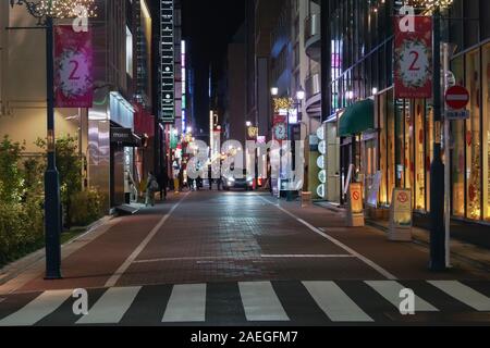 Ginza, Tokyo, Japan, 12.04.2019, Nacht Blick auf die Ginza in Tokio, mit beleuchtetem neon Geschäfte