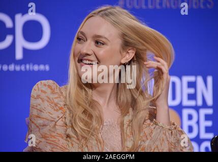 Beverly Hill, Ca, USA. 8 Dez, 2019. Dakota Fanning bei der 77. jährlichen Golden Globe Awards Nominierungen Ankündigung gehalten im Beverly Hilton in Beverly Hills, CA am Montag, Dezember 8, 2019. (Foto durch Sthanlee B. Mirador/Sipa USA) Credit: Sipa USA/Alamy leben Nachrichten Stockfoto