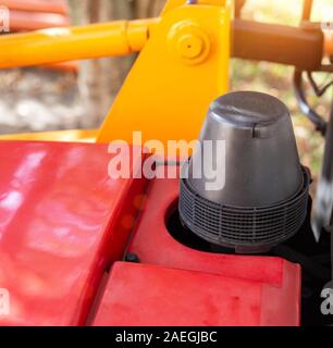 Traktor Baumaschinen Luftfilter, Nahaufnahme, Industrie, Hintergrund Stockfoto