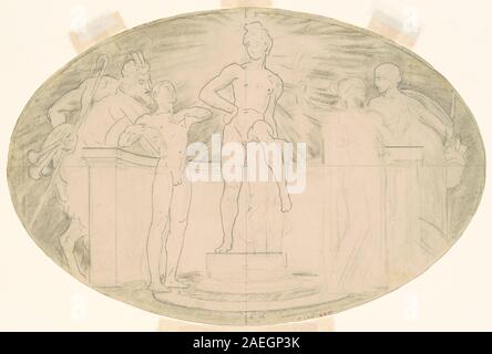 Study for Classic and Romantic Art, um 1921 von John Singer Sargent, ist eine vorbereitende Zeichnung, die Figuren, Gesten, Vorhänge, Kompositionen, Schattierungen, Proportionen und künstlerische Entdeckungen, die klassische und romantische Motive und Techniken kombinieren. Stockfoto