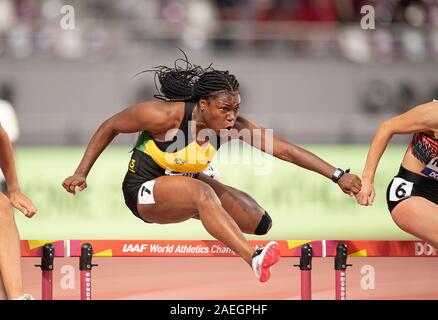 Doha, Katar. 05 Okt, 2019. Yanique Thompson (JAM) Aktion, Leitung 100 m Hürden der Frauen, am 05.10.2019 Leichtathletik WM 2019 in Doha/Katar, vom 27.09. - 10.10.2019. | Verwendung der weltweiten Kredit: dpa/Alamy leben Nachrichten Stockfoto