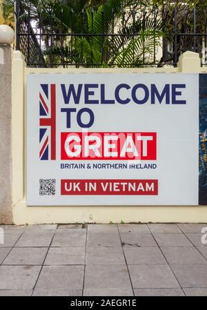 In Großbritannien und Nordirland unterzeichnen in Hanoi Vietnam Vietnam Willkommen in Großbritannien Stockfoto