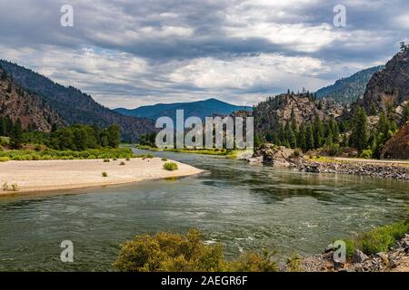 Den Clark Fork des Columbia River ist der größte Fluss in Montana und ist ein Class I Fluss für die Freizeit auf dem Idaho Grenze. Stockfoto