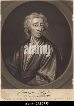 Porträt von John Locke von John Smith nach Sir Godfrey Kneller, 1721, das den Philosophen in historischer Kleidung mit traditionellen Porträttechniken des frühen 18. Jahrhunderts zeigt. Stockfoto