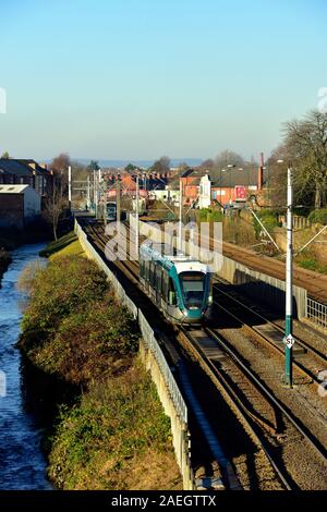 Nottingham Straßenbahn, Basford, Nottingham, England, Großbritannien Stockfoto