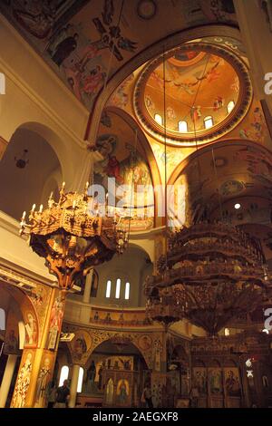 Innenraum der Orthodoxen Kathedrale von Korca in Albanien Stockfoto