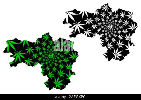 Maidan der Provinz Wardak (Islamische Republik Afghanistan, Provinzen Afghanistans) Karte cannabis Blatt grün und schwarz, oder Wardag Wardak Karte ausgelegt ist Stock Vektor