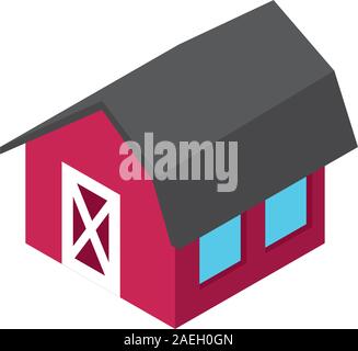 Farm Barn Holzhaus ländlichen isometrische Symbol Vektor illustration Stock Vektor