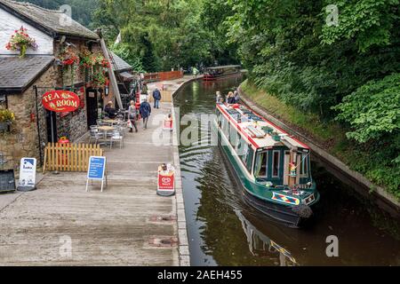 Ein Touristen' 15-04, Llangollen Wharf auf der Llangollen Canal, Denbighshire, Wales Stockfoto