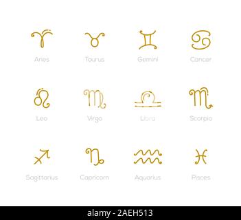 Sternzeichen - Satz von zwölf astrologischen Symbole Stock Vektor