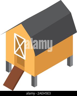 Bauernhof henne Holz- ländlichen isometrische Symbol Vektor illustration Stock Vektor