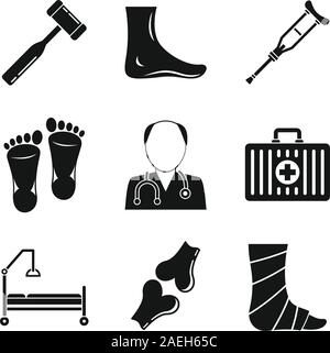 Fußarzt Symbole gesetzt. Einfache fußarzt Vector Icons für Web Design auf weißem Hintergrund Stock Vektor