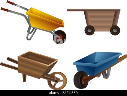 Schubkarre Symbole gesetzt. Cartoon von schubkarre Vector Icons für Web Design Stock Vektor