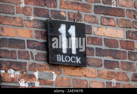 Block 11 war eine Bestrafung, Folter und Hinrichtung Gefängnis im Konzentrationslager Auschwitz I Polen - Konzentrationslager Auschwitz. Eine ehemalige polnische Stockfoto