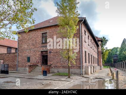 Block 11 war eine Bestrafung, Folter und Hinrichtung Gefängnis im Konzentrationslager Auschwitz I Polen - Konzentrationslager Auschwitz. Eine ehemalige polnische Stockfoto