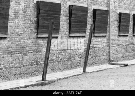 Der Tod war, wo Tausende von polnischen Gefangenen wurden ausgeführt. Block 11 war eine Bestrafung, Folter und Hinrichtung Gefängnis in Auschwitz I Conce Stockfoto