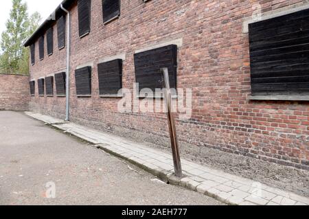 Der Tod war, wo Tausende von polnischen Gefangenen wurden ausgeführt. Block 11 war eine Bestrafung, Folter und Hinrichtung Gefängnis in Auschwitz I Conce Stockfoto