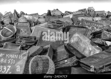 Gepäck vom Gefangenen nun auf der Konzentrationslager Auschwitz I Polen - Konzentrationslager Auschwitz. Eine ehemalige Kaserne der Polnischen Armee Stockfoto