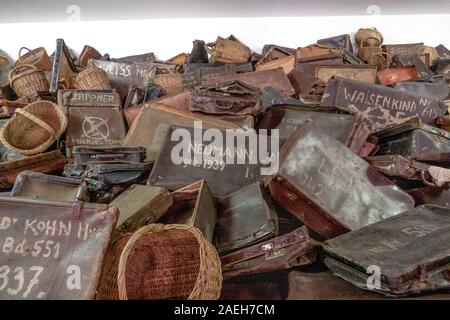 Gepäck vom Gefangenen nun auf der Konzentrationslager Auschwitz I Polen - Konzentrationslager Auschwitz. Eine ehemalige Kaserne der Polnischen Armee Stockfoto