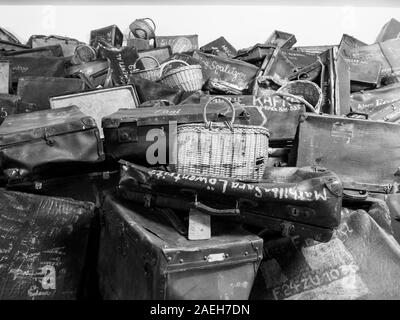 Gepäck vom Gefangenen nun auf der Konzentrationslager Auschwitz I Polen - Konzentrationslager Auschwitz. Eine ehemalige Kaserne der Polnischen Armee Stockfoto