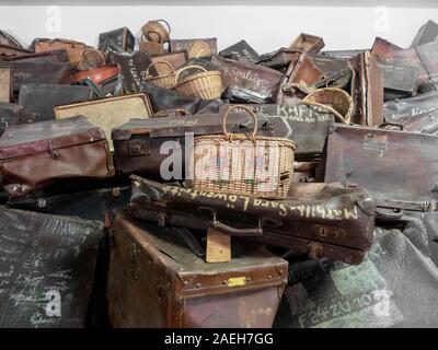 Gepäck vom Gefangenen nun auf der Konzentrationslager Auschwitz I Polen - Konzentrationslager Auschwitz. Eine ehemalige Kaserne der Polnischen Armee Stockfoto