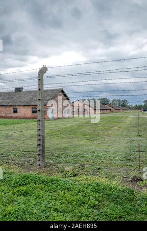 Auschwitz II-Birkenau. Gebäude begann im Oktober 1941 die Überlastung von Auschwitz 1, der wichtigsten Konzentrationslager zu erleichtern. Auschwitz Lagern nummeriert 40. Aus Stockfoto