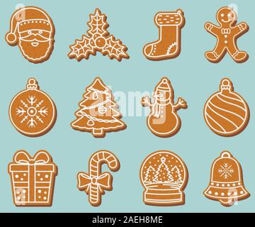 Satz von Lebkuchen Christmas Cookies Stock Vektor
