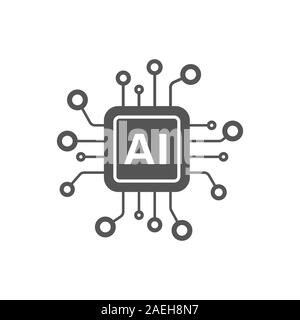 AI Prozessor vektor Symbol für Websites und mobile minimalistisch flache Bauform. Mini AI CPU-Symbol im flachen Stil. Mobile AI-CPU. EPS 10. Stock Vektor