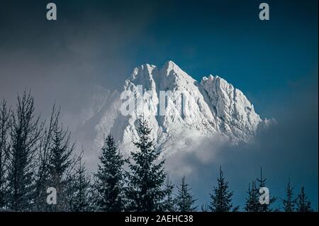 Weiße Berge, Winter Schnee Foto, Große majestätische felsigen Hügeln, Hohe Tatra, Slowakei. Stockfoto