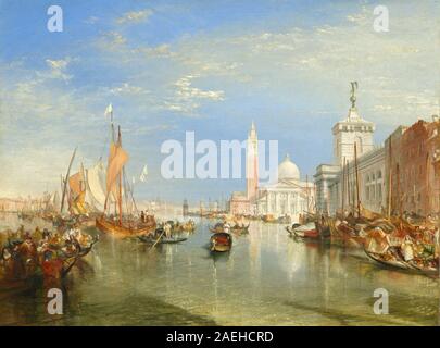 Aquarell von Joseph Mallord William Turner, 1834, zeigt Venedig mit den Gebäuden Dogana und San Giorgio Maggiore, Kanälen, Booten, Reflexionen und architektonischen Details. Stockfoto