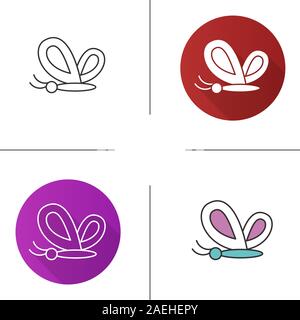 Schmetterling Symbol. Flache Bauweise, lineare und Farbe Stile. Motte. Isolierte Vektorgrafiken Stock Vektor