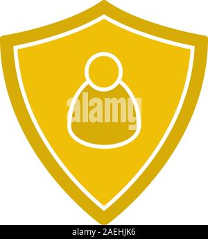 User security Glyphe Farbe Symbol. Schutz Schild mit dem Menschen. Silhouette Symbol auf weißem Hintergrund. Negativer Platz. Vector Illustration Stock Vektor