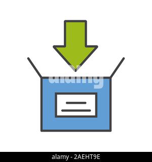 Box Verpackung Farbe Symbol. Post. Isolierte Vector Illustration Stock Vektor