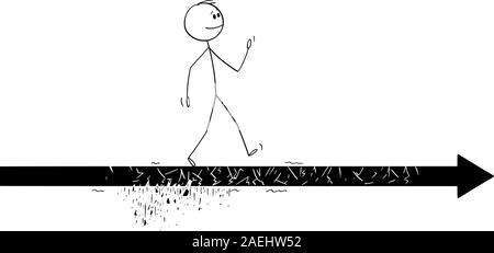 Vektor cartoon Strichmännchen Zeichnen konzeptionelle Darstellung der Mann oder Geschäftsmann auf Pfeil nach vorne zum Erfolg. Stock Vektor