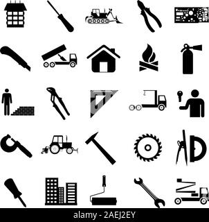 Sammlung flachbild Symbole. Bau Symbole. Vector Illustration. Stock Vektor