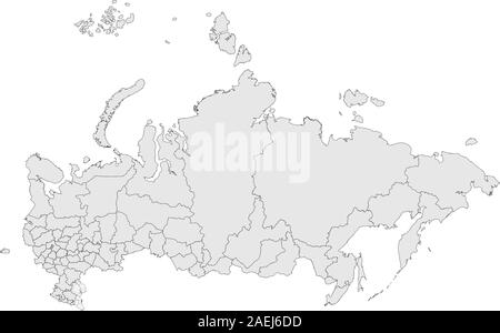 Russische Föderation politische Karte Vector Illustration. Asiatische Land Russland Karte. Hellgraue Farbe Hintergrund. Stock Vektor