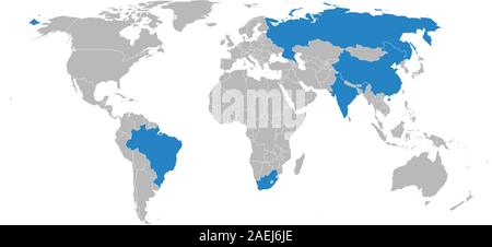 Weltkarte mit BRICS-Länder Vector Illustration. Geographische geschäftlichen Hintergrund Grafik Design. Stock Vektor