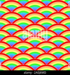 Farbige Wellen wie ein Regenbogen. Sieben Farben. Nahtlose Muster. Farbe Vector Illustration. Stock Vektor