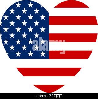 USA Amerika Flagge Herzform Vector Illustration. Amerikanische patriotische Liebe Zeichen Grafik Design. Stock Vektor