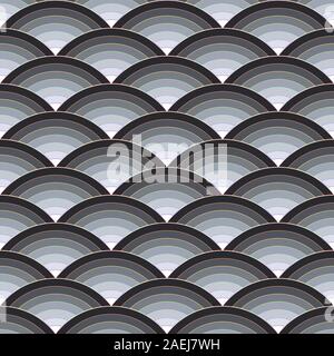 Schwarz-weißen Bögen. Sieben Töne. Nahtlose Muster. Farbe Vector Illustration. Stock Vektor