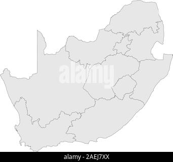 Südafrika politische Karte Vector Illustration. Hellgraue Farbe Hintergrund. Stock Vektor